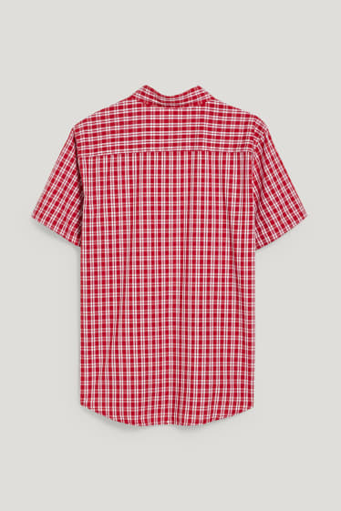 Hombre - MUSTANG - camisa - slim fit - button down - de cuadros - blanco / rojo