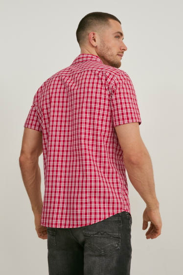 Hombre - MUSTANG - camisa - slim fit - button down - de cuadros - blanco / rojo