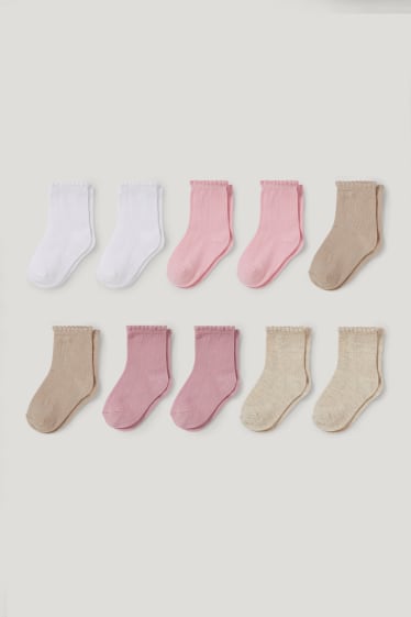 Bébé filles - Lot de 10 - chaussettes bébé - rose