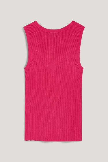 Femmes - Gilet de maille basique - rose