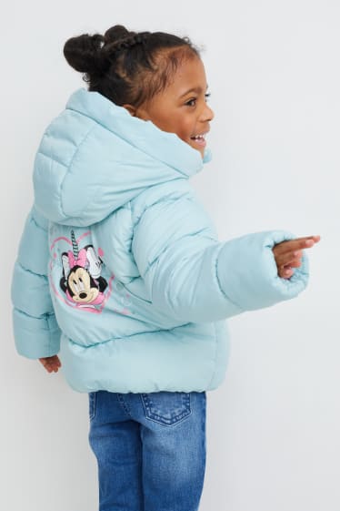 Batolata dívky - Minnie Mouse - prošívaná bunda s kapucí - světle modrá