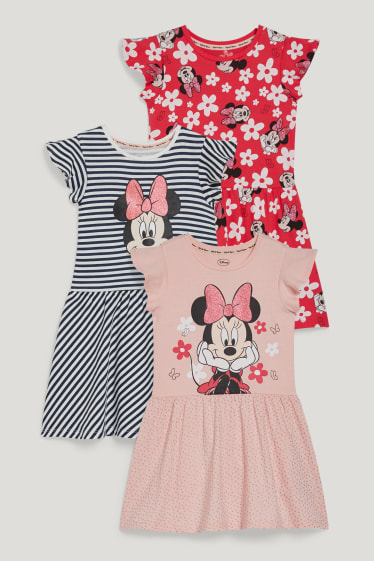 Toddler Girls - Set van 3 - Minnie Mouse - jurk - wit / roze