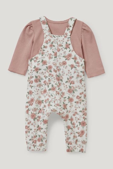 Baby Girls - Babyoutfit - 2-delig - gebloemd - roze