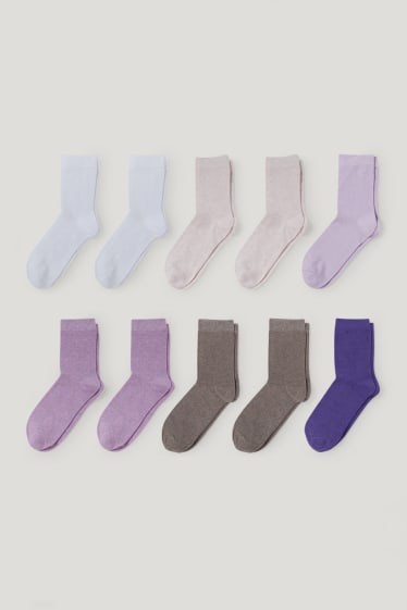 Femmes - Lot de 10 paires - chaussettes - rose