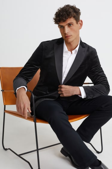 Uomo - Giacca di velluto - slim fit - nero