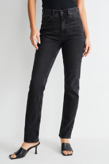 Dámské - Straight jeans - high waist - LYCRA® - černá
