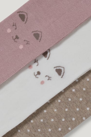 Exclu web - Lot de 3 paires - collants bébé - rose