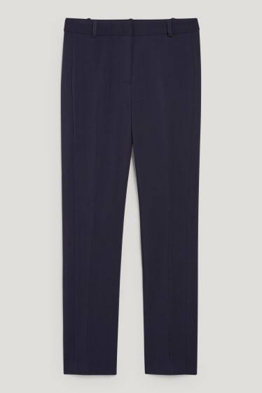 Dámské - Business kalhoty - high waist - slim fit - tmavomodrá
