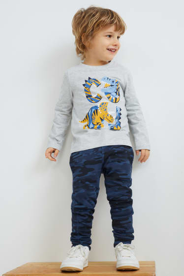 Toddler Boys - Confezione da 3 - dinosauri - maglia a maniche lunghe - blu scuro