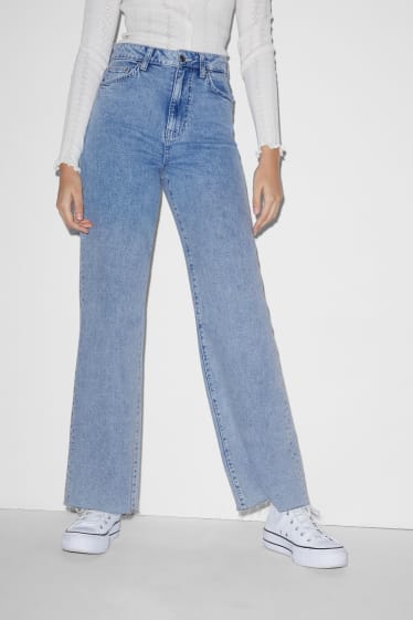 Clockhouse Girls - CLOCKHOUSE - Wide Leg Jeans - High Waist - jeans-hellblau