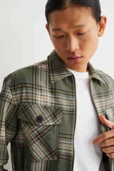 Uomo - Giacca camicia - a quadretti - verde
