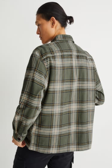 Uomo - Giacca camicia - a quadretti - verde