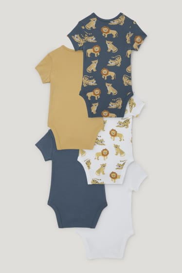 Baby Boys - Multipack 5er - Baby-Body - blau  / dunkelgrau