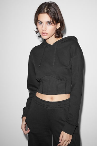 Clockhouse femme - CLOCKHOUSE - sweat court à capuche - noir