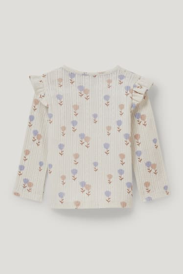 Baby Girls - Babylongsleeve - gebloemd - licht beige