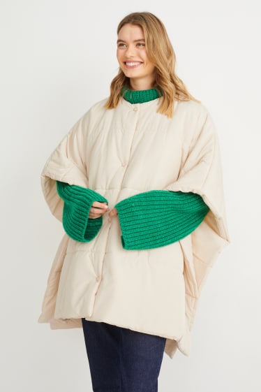 Women - Quilted poncho - beige