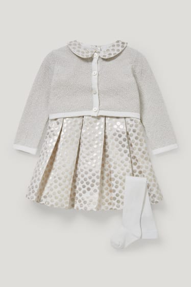 Baby Girls - Compleu bebeluși - 3 piese - alb / bej