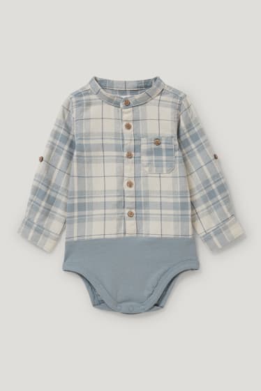 Baby Boys - Body bebeluși - în carouri - gri / verde mentă