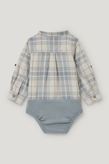 Baby Boys - Body bebeluși - în carouri - gri / verde mentă