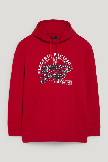 Hommes grandes tailles - Sweat à capuche - rouge foncé