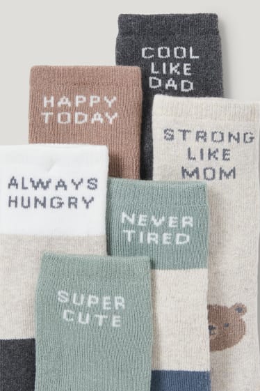 Bébé filles - Lot de 6 paires - inscription et animaux - chaussettes pour bébé à motif - beige clair