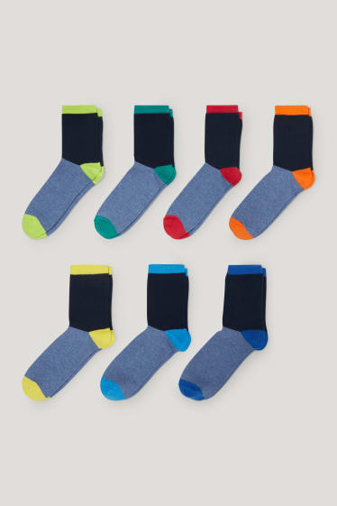 Garçons - Lot de 7 paires - chaussettes - bleu foncé