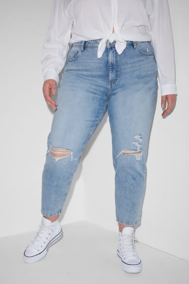 Femmes grandes tailles - CLOCKHOUSE - mom jean - high waist - jean bleu clair