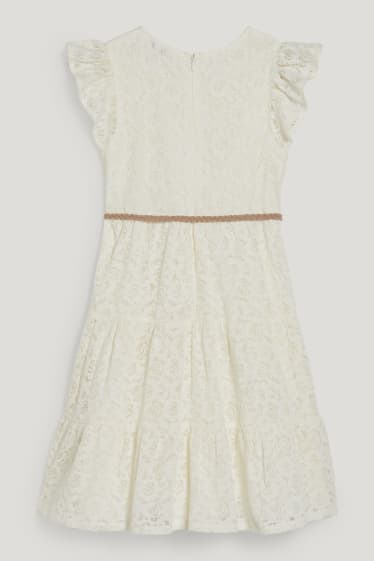 Bambine: - Vestito con cintura - bianco crema