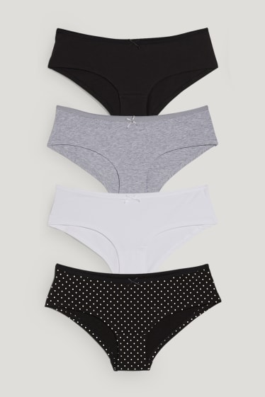Dámské - Multipack 4 ks - kalhotky hipster - LYCRA® - černá