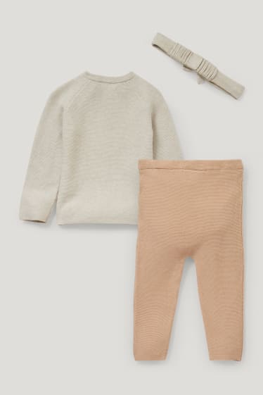 Baby Girls - Babyoutfit - 3-delig - lichtbruin