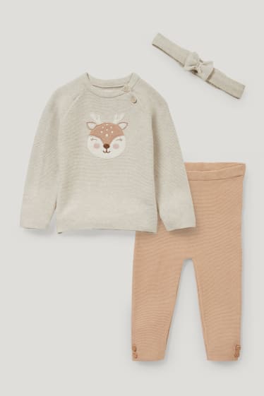 Baby Girls - Babyoutfit - 3-delig - lichtbruin