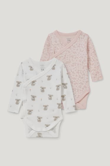Baby Boys - Confezione da 2 - body incrociato per neonate - bianco / rosa
