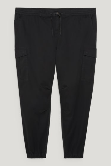 Pánské XL - Cargo kalhoty - tapered fit - LYCRA® - černá