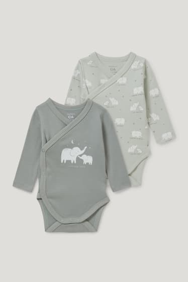 Bebés niños - Pack de 2 - bodies cruzados para bebé - verde