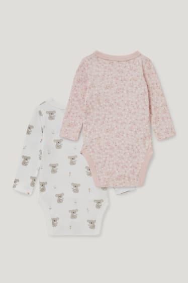 Baby Boys - Confezione da 2 - body incrociato per neonate - bianco / rosa