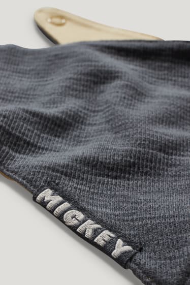 Exclu web - Mickey Mouse - ensemble - sweat bébé et bavoir réversible - gris