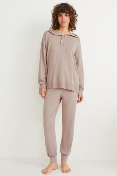 Women - Hooded jumper - taupe