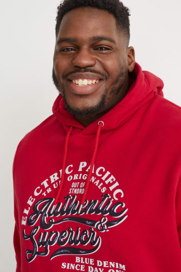 Hommes grandes tailles - Sweat à capuche - rouge foncé