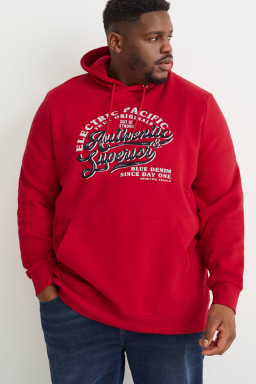 Hommes grandes tailles - Sweat à capuche - rouge foncé
