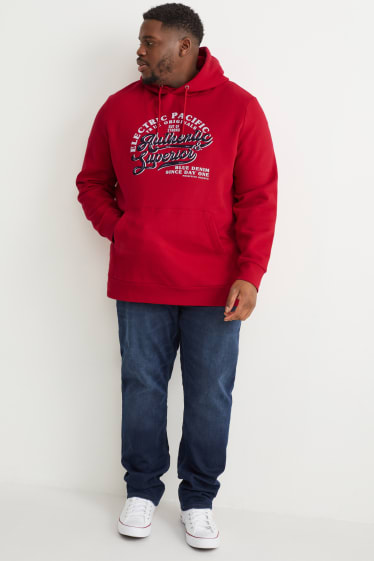 Hommes grandes tailles - Sweat à capuche - rouge foncé