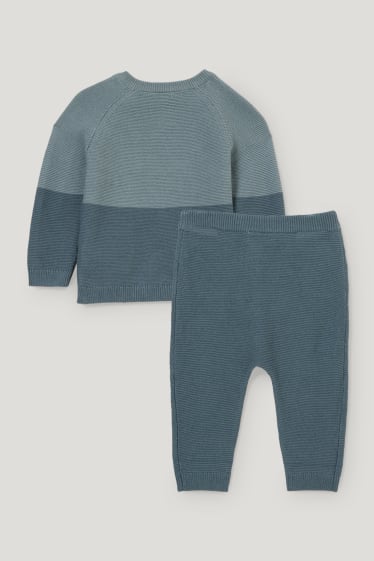 Baby Boys - Babyoutfit - 2-delig - blauw / donkergrijs