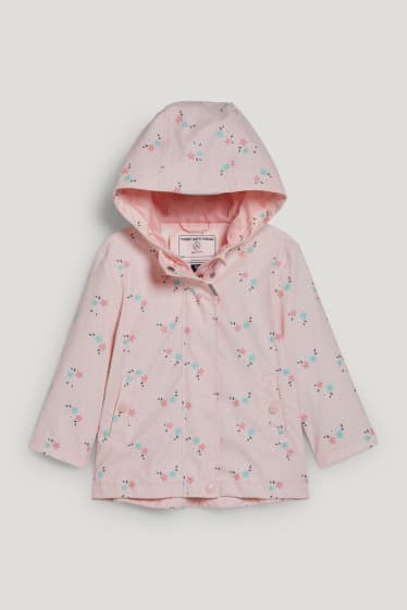 Miminka holky - Bunda s kapucí pro miminka - s květinovým vzorem - růžová