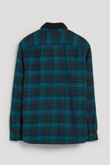 Uomo - Giacca camicia di flanella - THERMOLITE® - a quadretti - turchese / nero