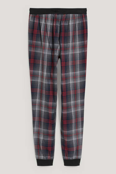 Uomo - Pantaloni pigiama - a quadretti - rosso / nero