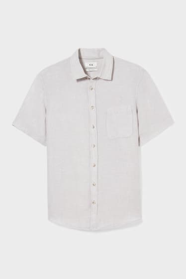 Pánské - Lněná košile - Regular Fit - Kent - krémové barvy