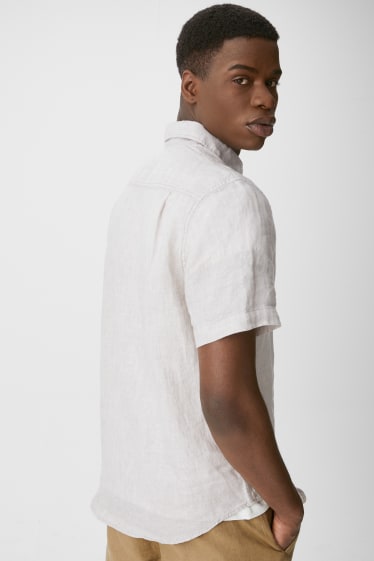 Men - Linen shirt - regular fit - Kent collar - creme
