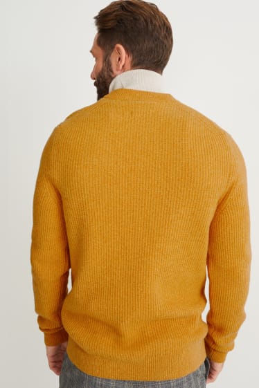 Men - Jumper - wool blend - yellow
