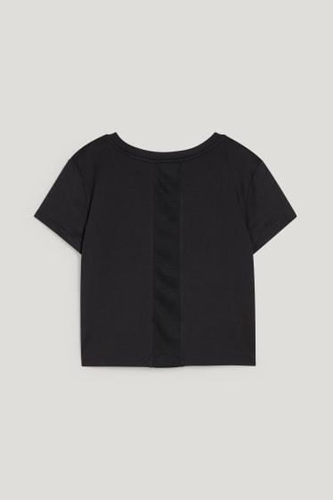 Donna - Maglia tecnica dal taglio corto - fitness - 4 Way Stretch - nero