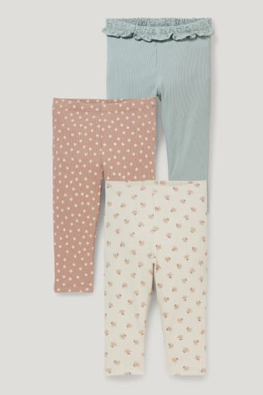 Bébé filles - Lot de 3 - leggings pour bébé - beige