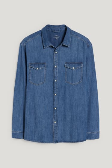 Home XL - Camisa texana - regular fit - Kent - texà blau fosc